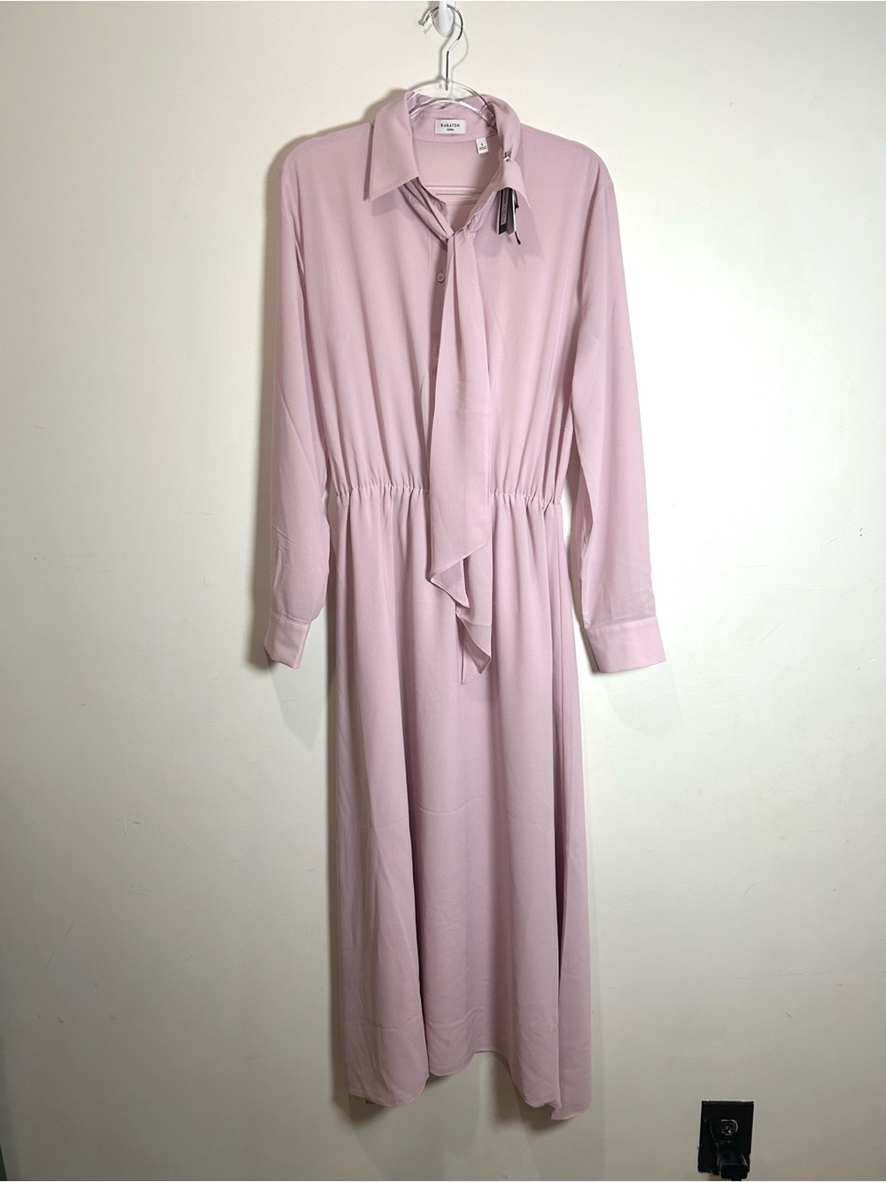 NEW Babaton Aritzia Hopper Maxi Dress Sz S Dusty Pink Tie Neck Chiffon Ethereal - Picture 8 of 15
